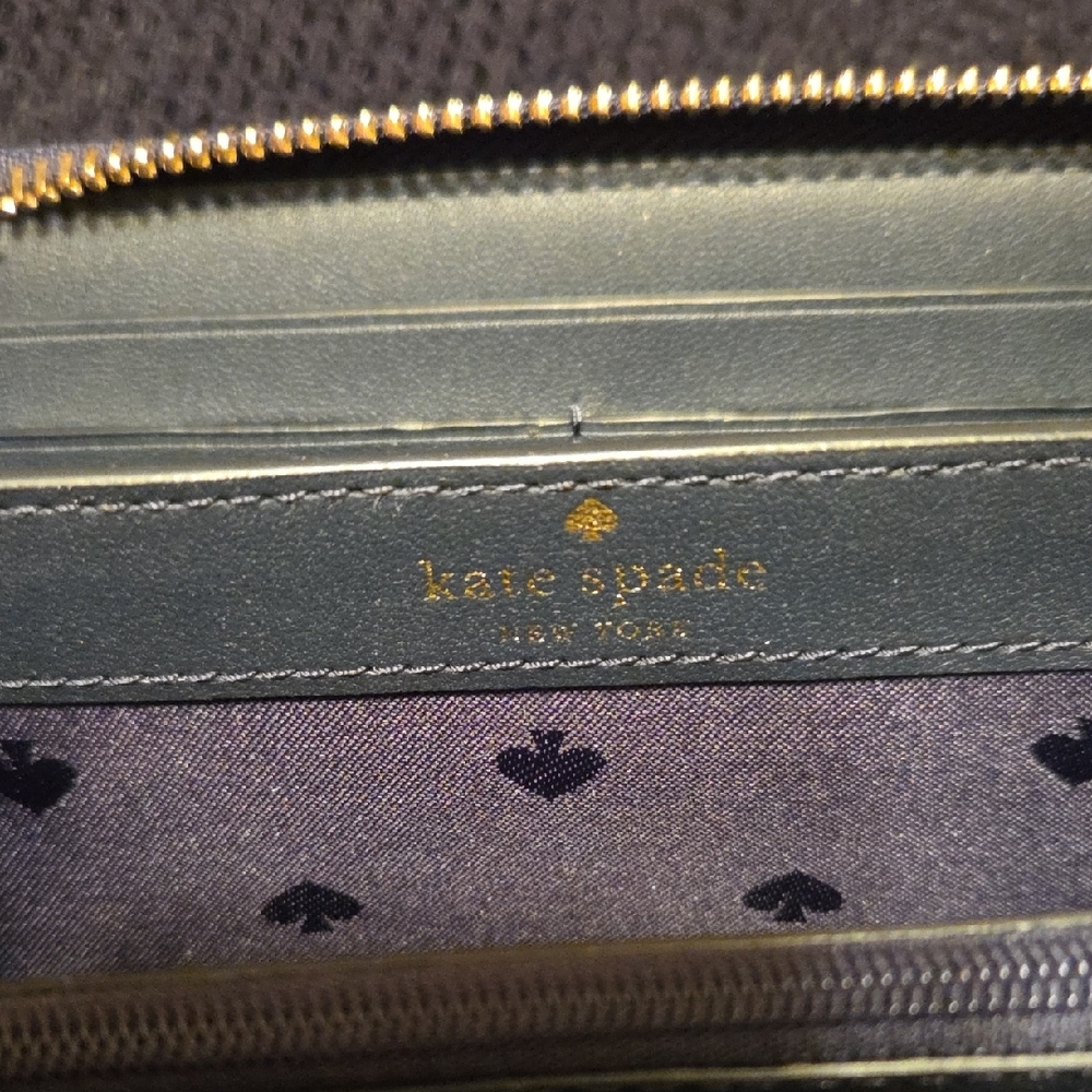 Kate Spade Navy & Cream Striped Wallet with Cherry Accent...like New! - Picture 7 of 11